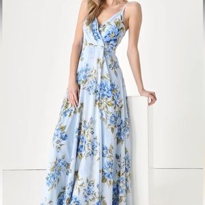 Lulus Blue Floral Maxi dress